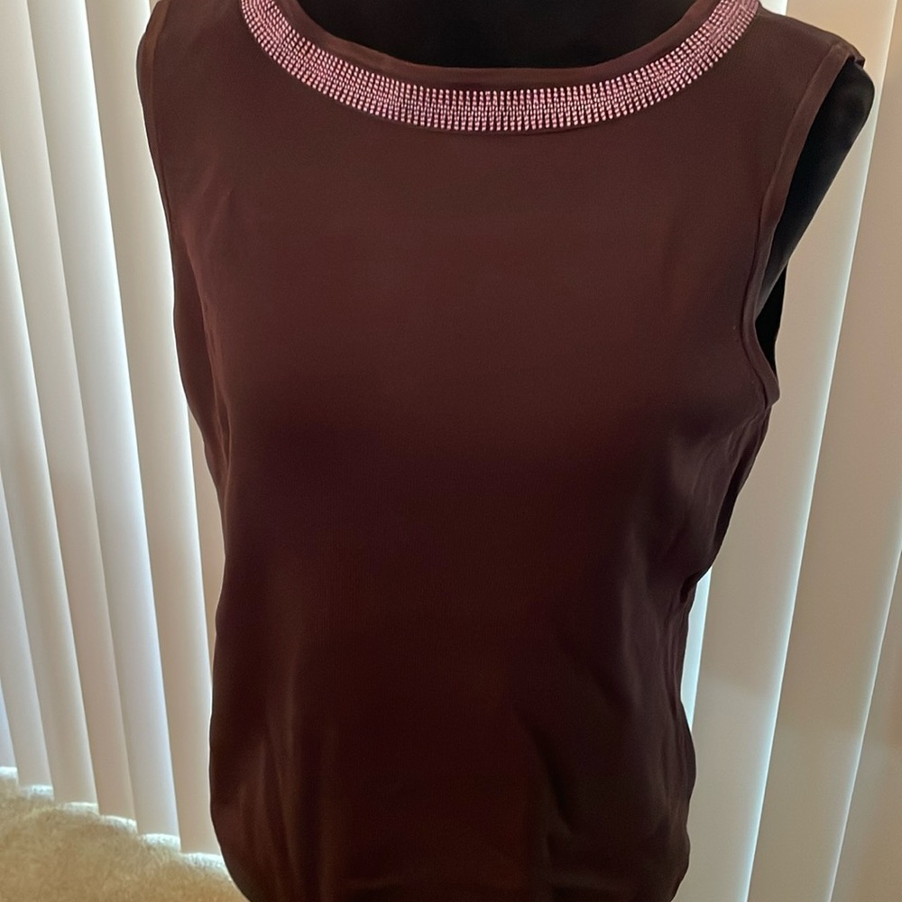 Brown Knit Sleeveless Top